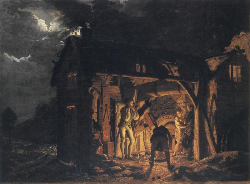 Joseph wright of derby An Iron Forge Viewed from Without oil painting image